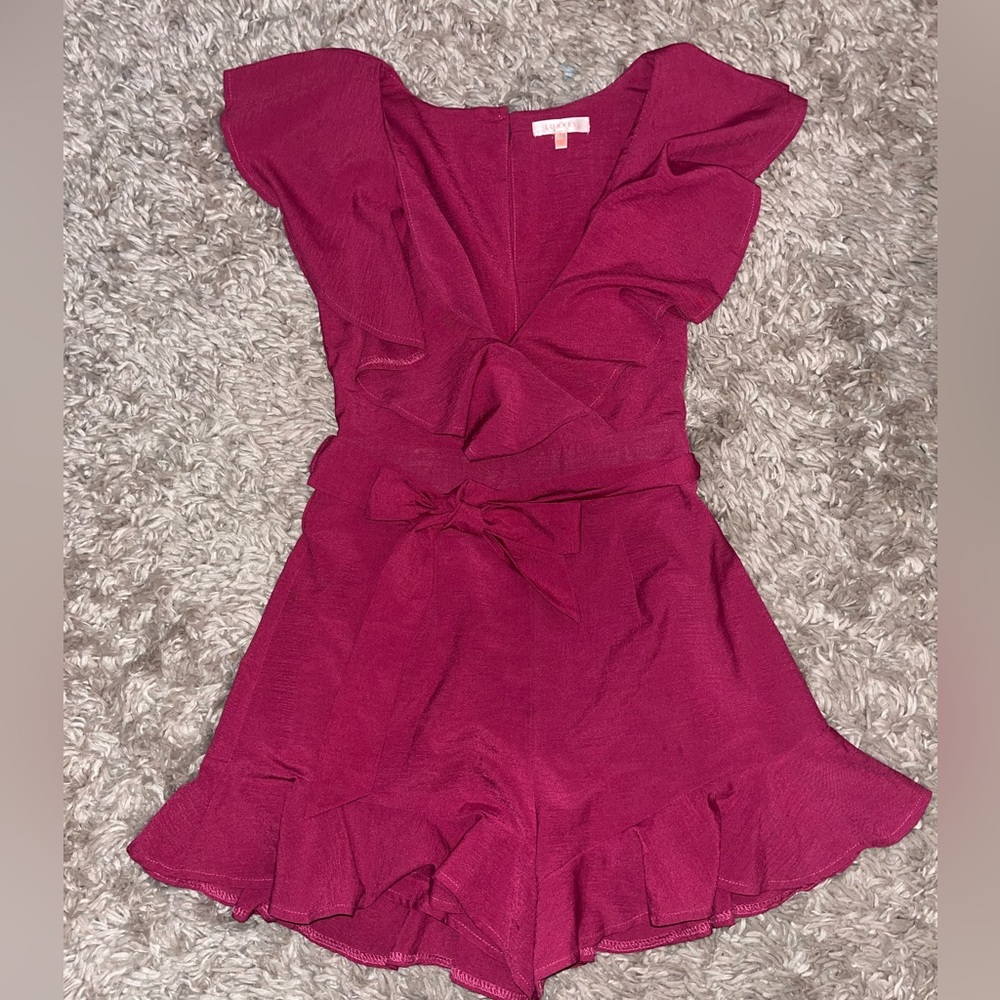 Plum/pink ruffle romper